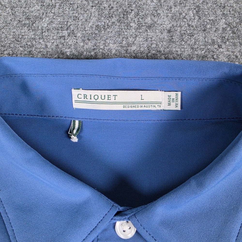 Criquet Polo Shirt Mens L Blue Performance Short Sleeve Golf w/Logo - Picture 3 of 8